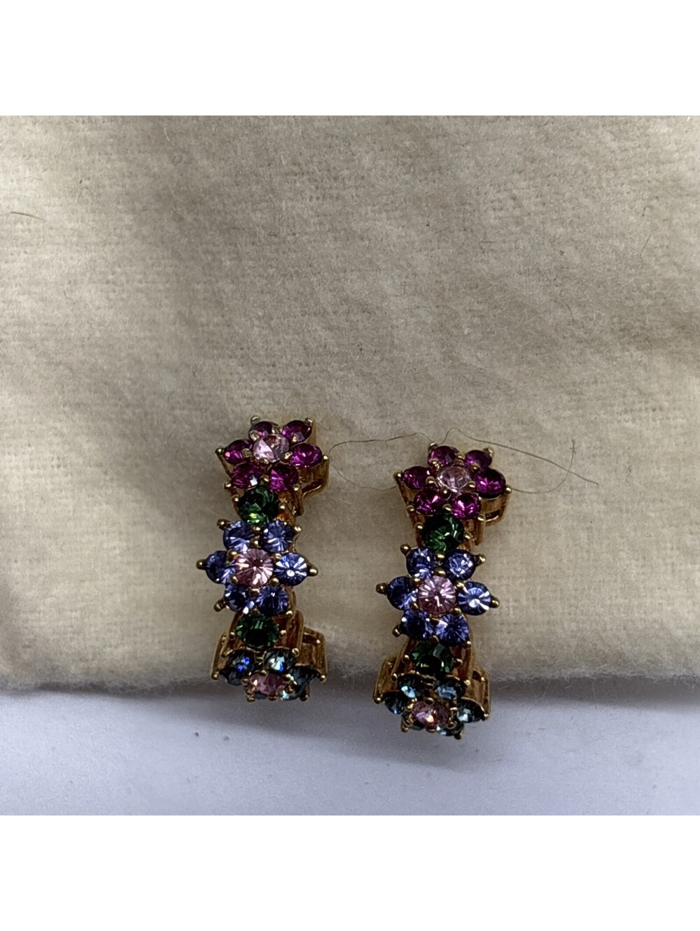 Joan Rivers Crystal/Rhinestone Clip On Earrings Flower Design￼